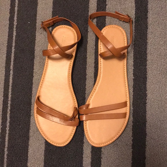 Forever 21 Shoes - NWOT Tan Double Wrapped ankle Sandals